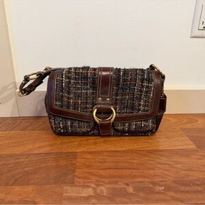 Coach Y2K Chelsea Green Tweed Double Pocket Boucle Shoulder Bag 8F18 Vintage